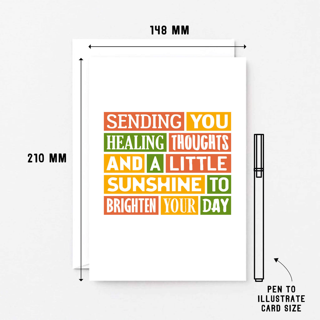 Get Well Soon Card by SixElevenCreations. Reads Sending you healing thoughts and a little sunshine to brighten your day. Product Code SE0075A5
