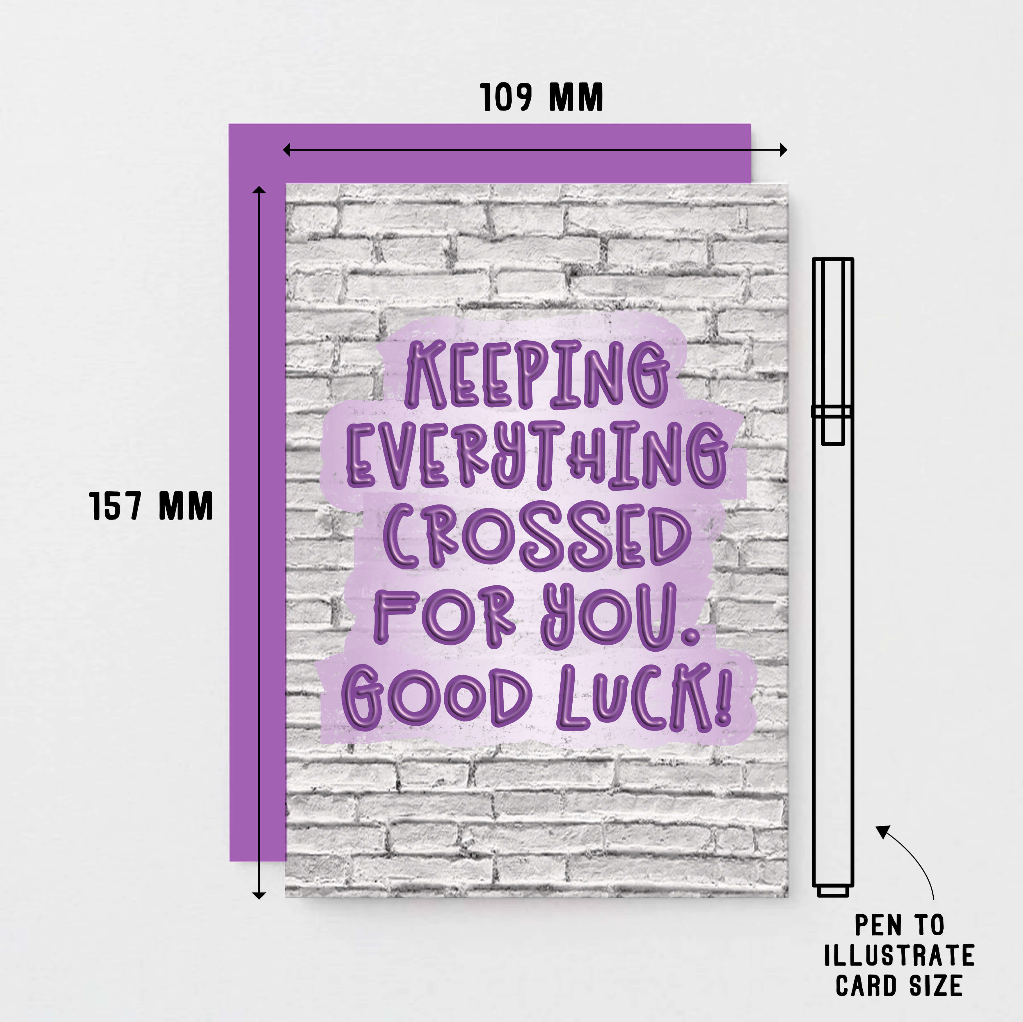 Good Luck Card by SixElevenCreations. Card reads Keeping Everything Crossed For You. Good Luck! Product Code SE3603A6