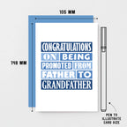 Grandad New Baby Card by SixElevenCreations. Reads Congratulations on being promoted from father to grandfather. Product Code SE0123A6