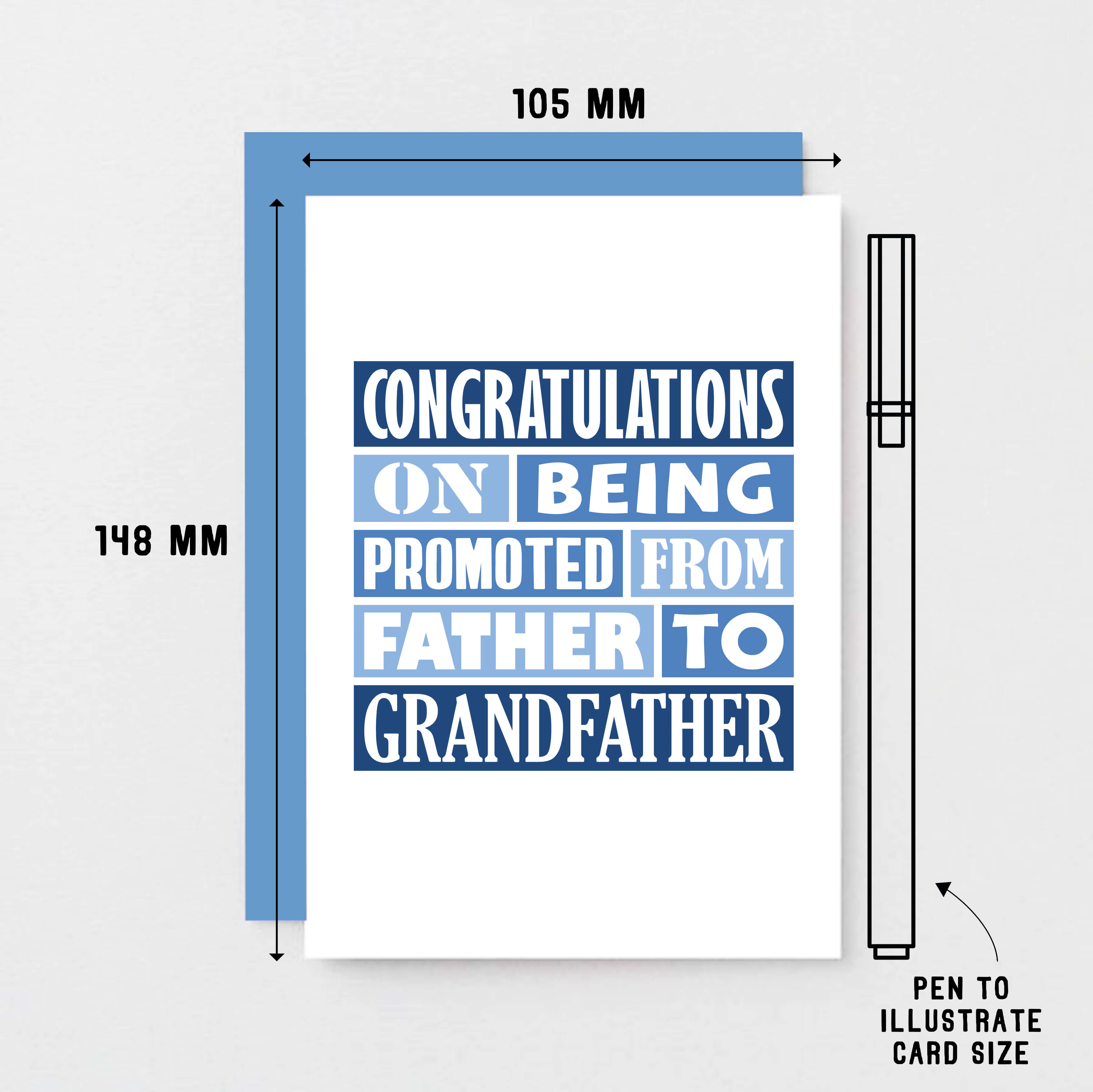 Grandad New Baby Card by SixElevenCreations. Reads Congratulations on being promoted from father to grandfather. Product Code SE0123A6