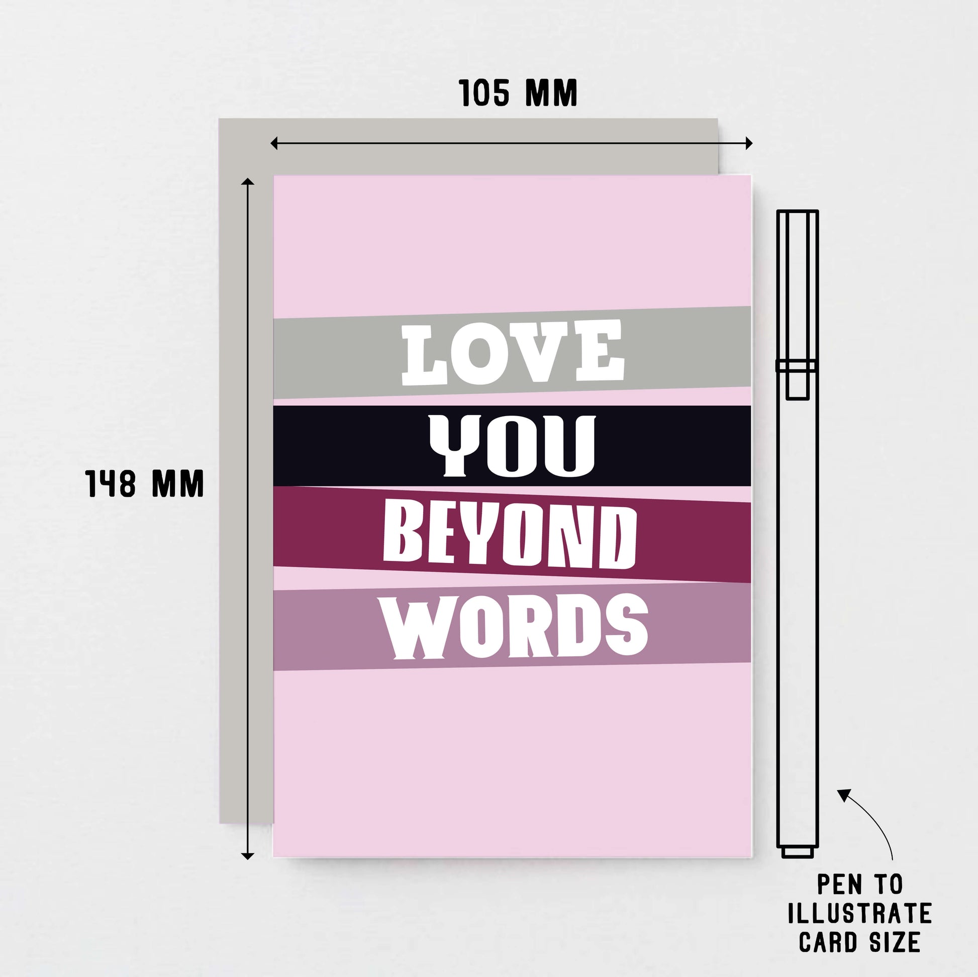 Romantic Card by SixElevenCreations. Reads Love you beyond words. Product Code SE0508A6