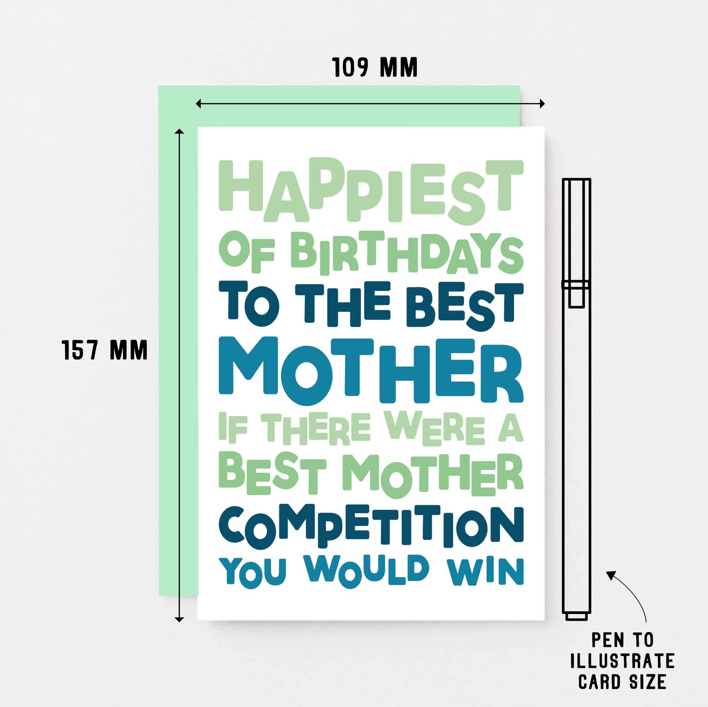 Mum Birthday Card by SixElevenCreations. Reads Happiest of birthdays to the best mother. If there were a best mother competition you would win. Product Code SE0715A6