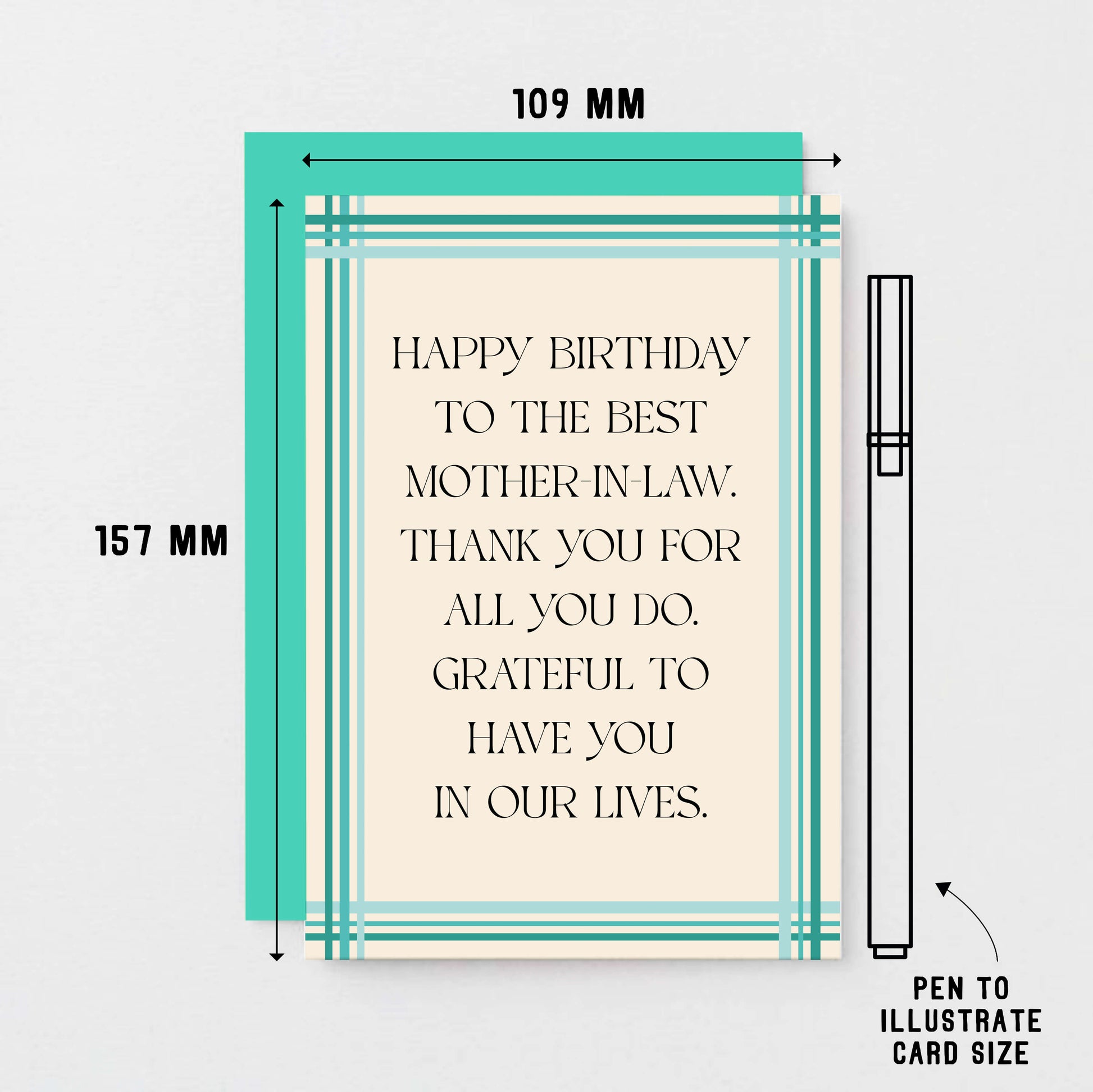 Mother-in-Law Birthday Card by SixElevenCreations. Reads Happy birthday to the best mother-in-law. Thank you for all you do. Grateful to have you in our lives. Product Code SE0903A6