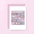 Mother's Day Card by SixElevenCreations. Reads I'm hereby officially declaring that I'm very lucky to be turning into you. Happy Mother's Day. Product Code SEM0008A6