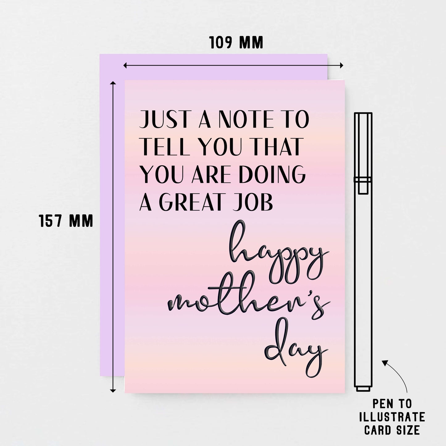 Mother's Day Card by SixElevenCreations. Reads Just a note to tell you that you are doing a great job. Happy Mother's Day. Product Code SEM0041A6