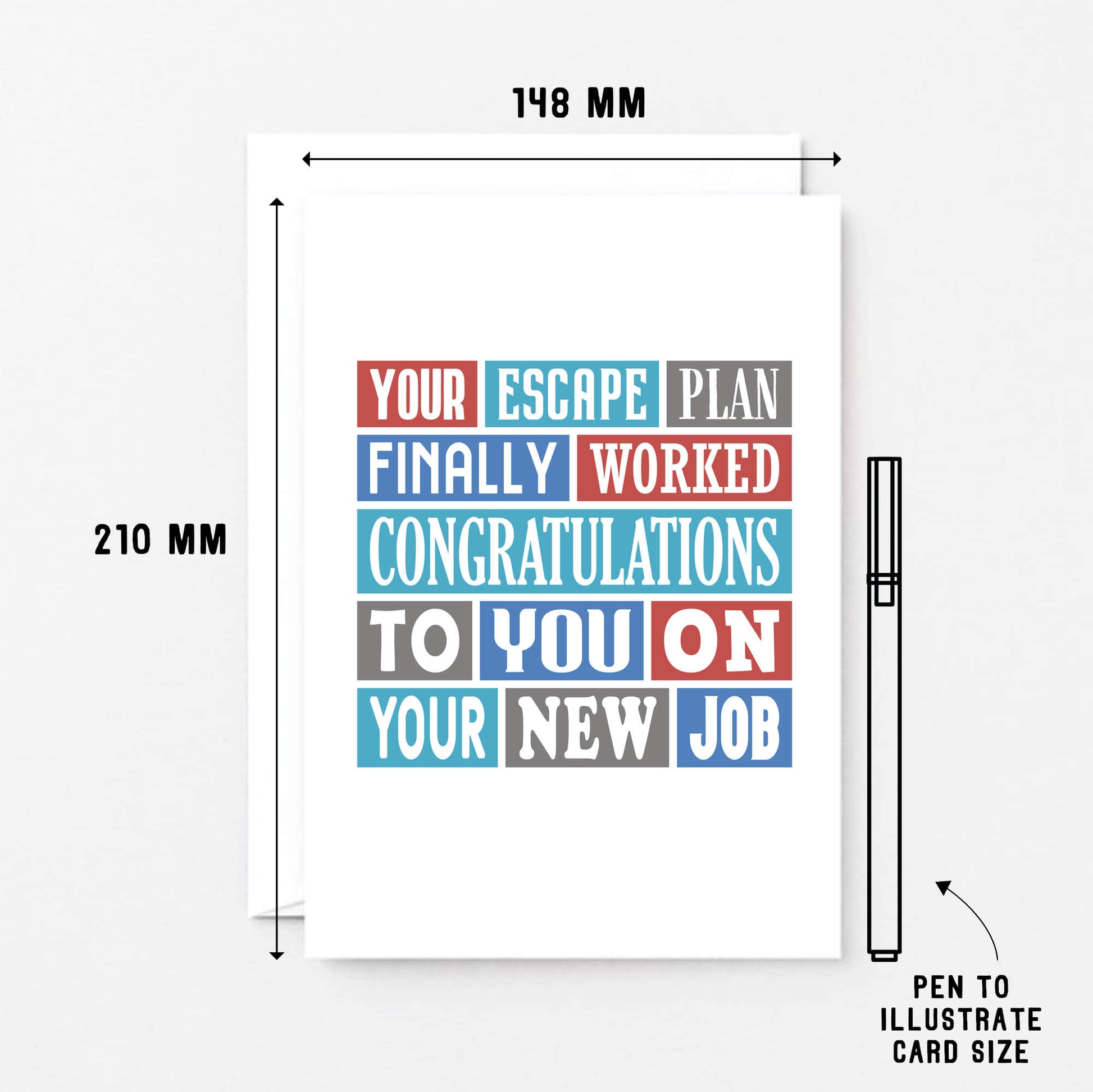 Large New Job Card by SixElevenCreations. Reads Your escape plan finally worked. Congratulations to you on your new job. Product Code SE0225A5