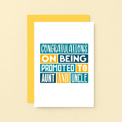 New Baby Card by SixElevenCreations. Reads Congratulations on being promoted to aunt and uncle. Product Code SE0052A6