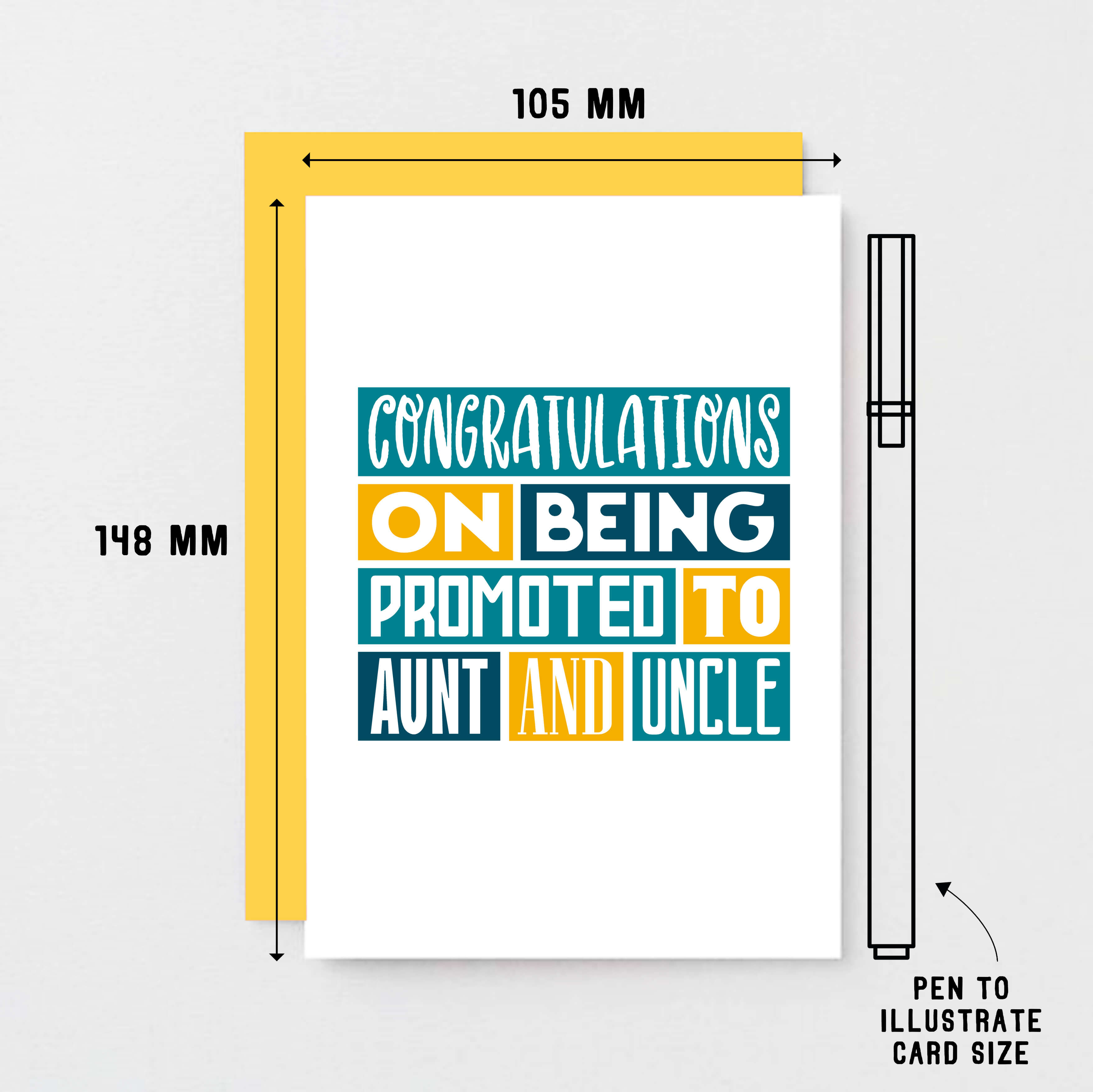 New Baby Card by SixElevenCreations. Reads Congratulations on being promoted to aunt and uncle. Product Code SE0052A6