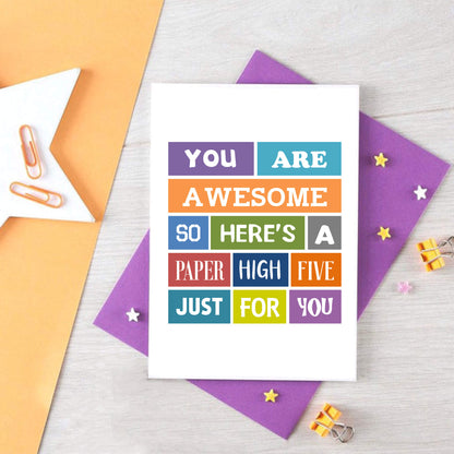 High Five Card by SixElevenCreations. Reads You are awesome so here's a paper high five just for you. Product Code SE0120A6