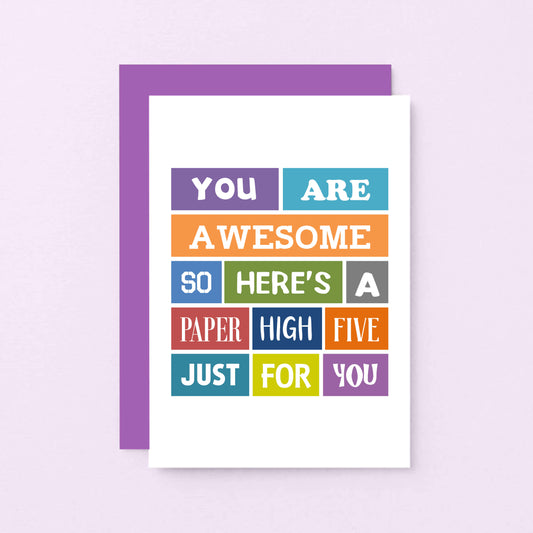 High Five Card by SixElevenCreations. Reads You are awesome so here's a paper high five just for you. Product Code SE0120A6