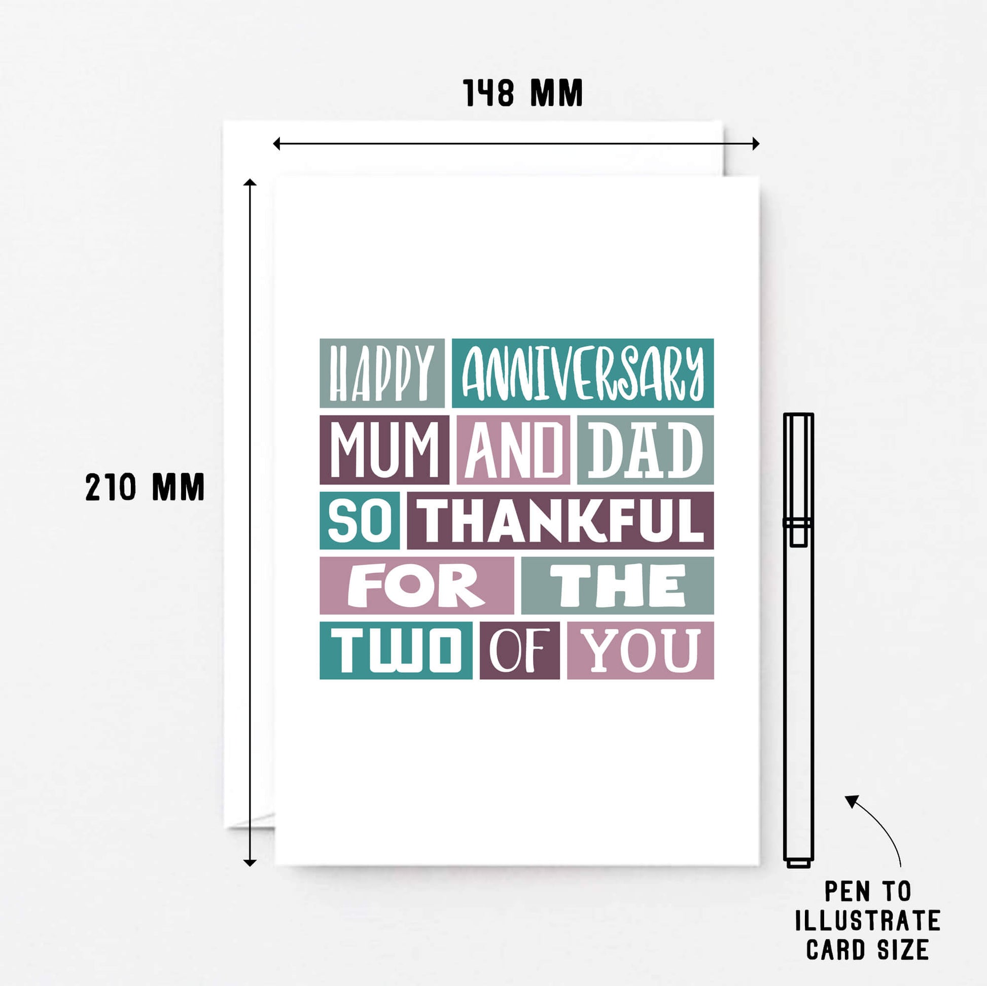Parents Anniversary Card by SixElevenCreations. Reads Happy anniversary mum and dad. So thankful for the two of you. Product Code SE0063A5