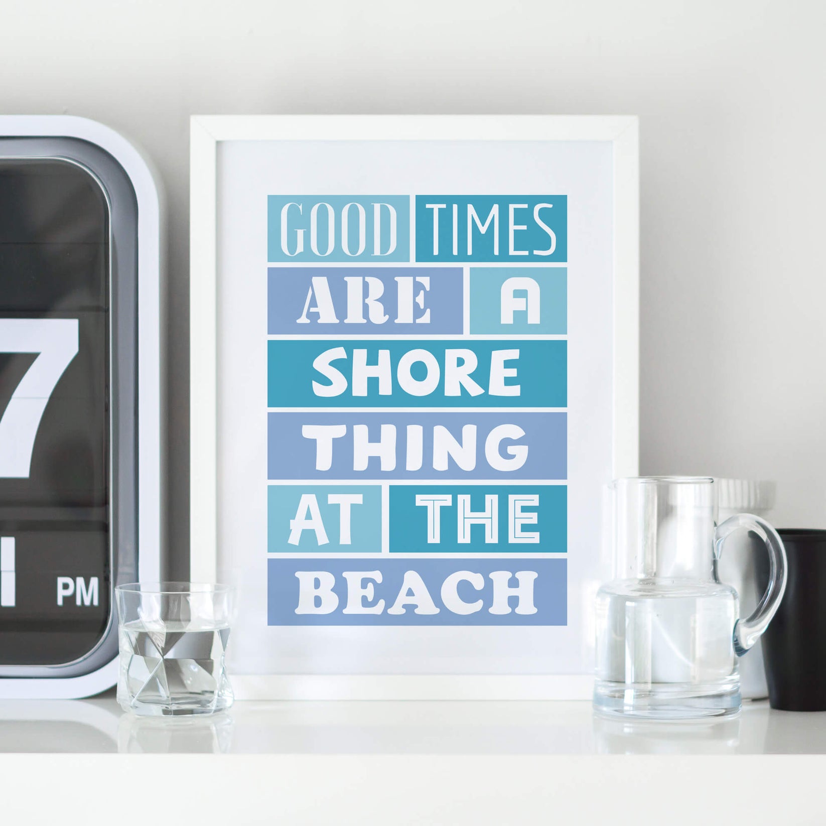 Beach Quote Wall Art In Blue Colour Palette