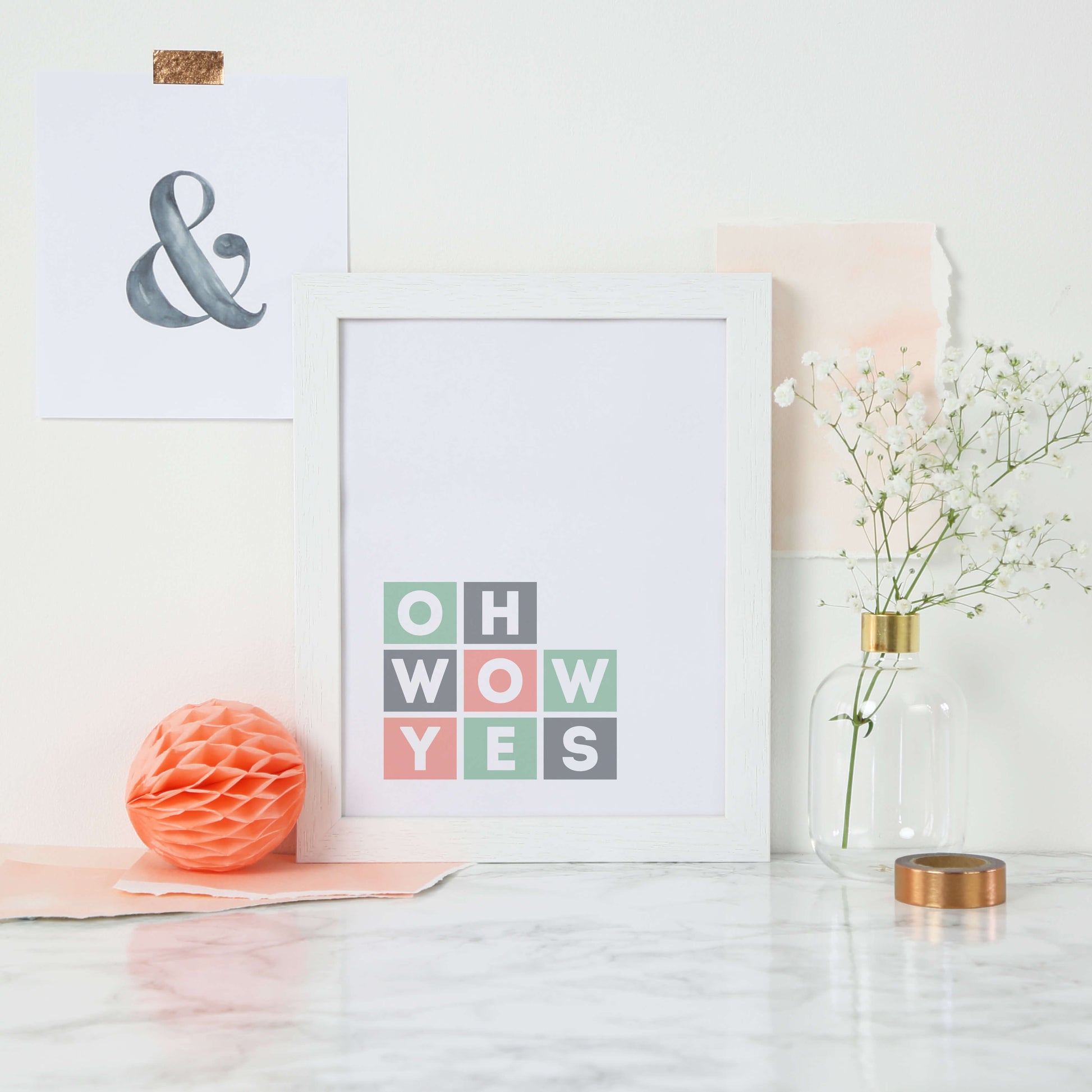 Oh Wow Yes Typography Poster by SixElevenCreations Product Code SEP0043