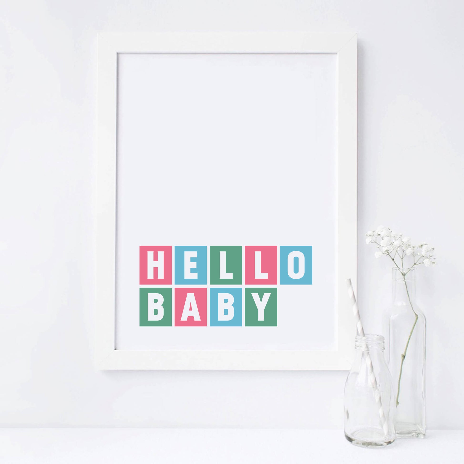 Hello Baby Nursery Wall Art by SixElevenCreations Product Code SEP0044