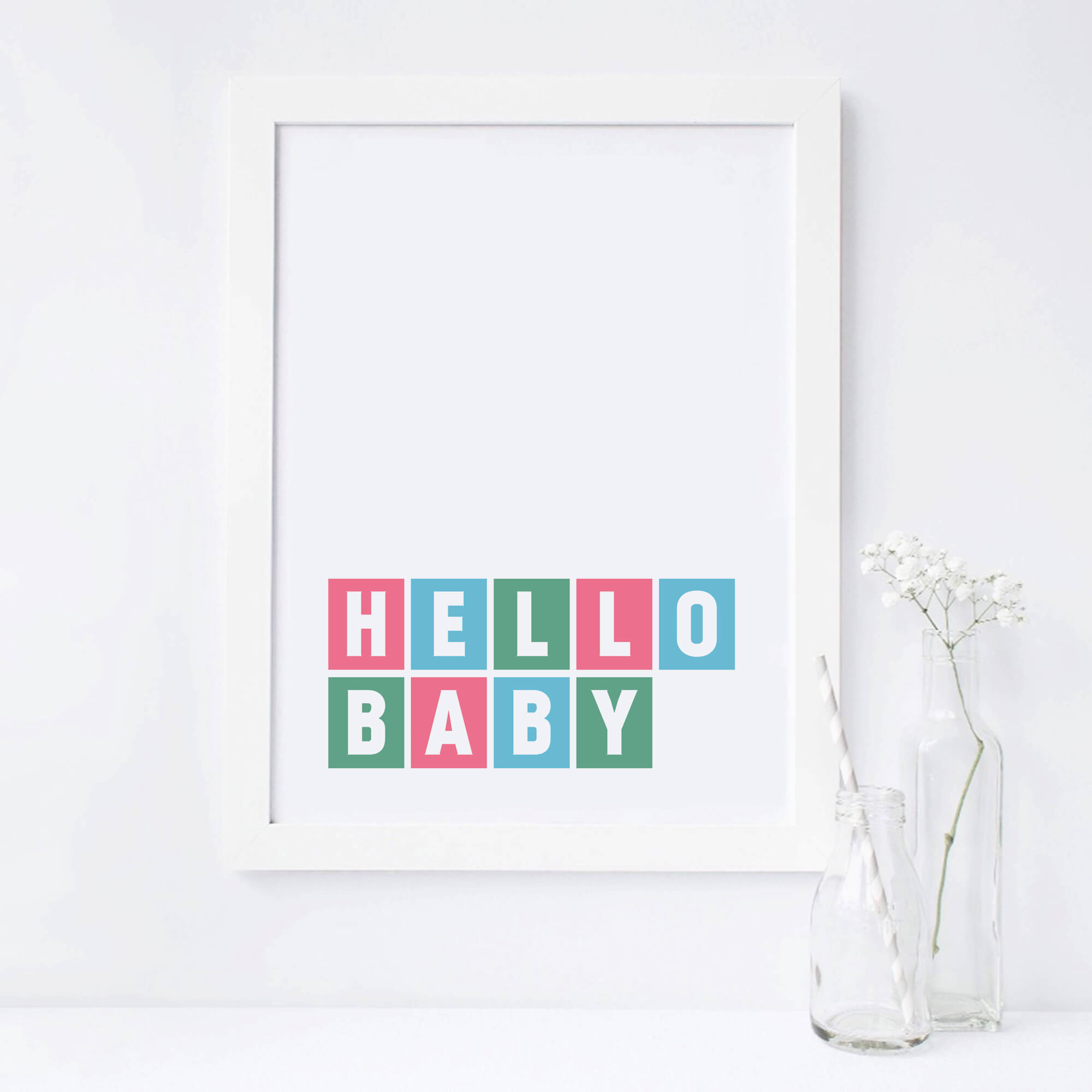 Hello Baby Nursery Wall Art by SixElevenCreations Product Code SEP0044