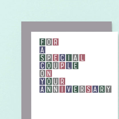 Anniversary Card by SixElevenCreations. Reads For a special couple on your anniversary. Product Code SE0330A6