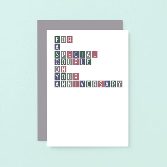 Anniversary Card by SixElevenCreations. Reads For a special couple on your anniversary. Product Code SE0330A6