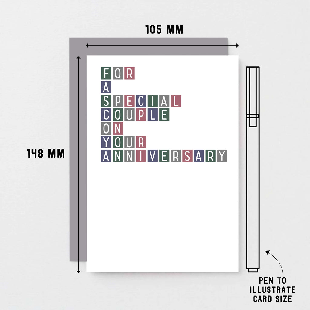 Anniversary Card by SixElevenCreations. Reads For a special couple on your anniversary. Product Code SE0330A6