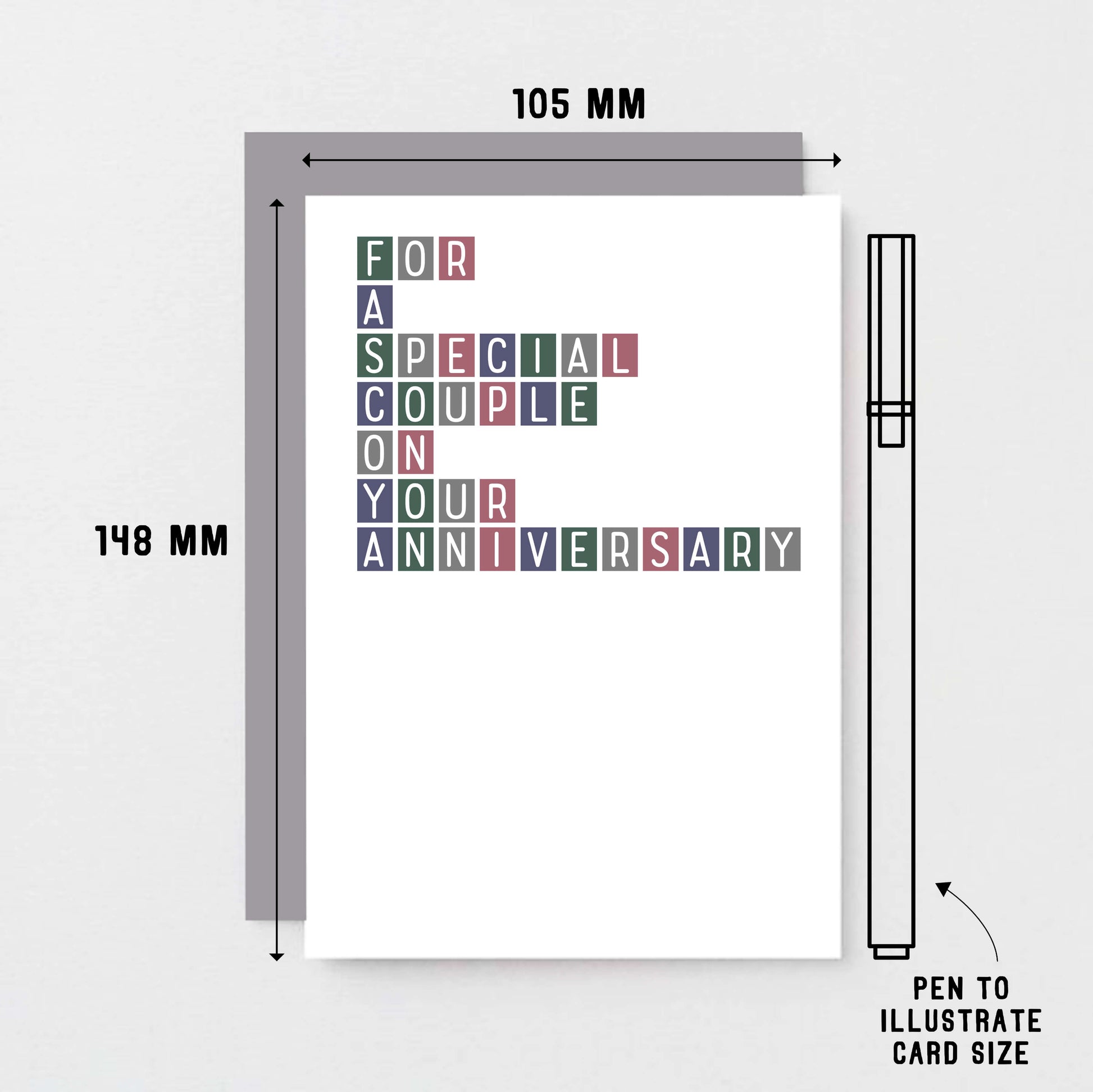 Anniversary Card by SixElevenCreations. Reads For a special couple on your anniversary. Product Code SE0330A6