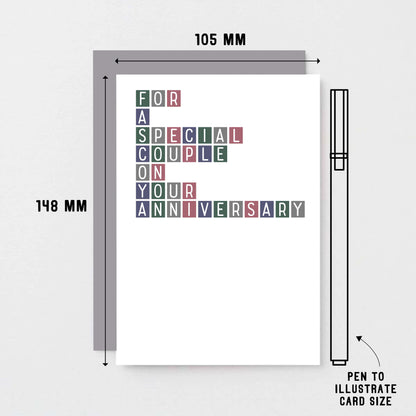 Anniversary Card by SixElevenCreations. Reads For a special couple on your anniversary. Product Code SE0330A6