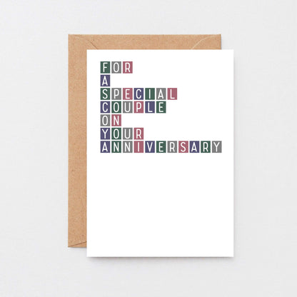 Anniversary Card by SixElevenCreations. Reads For a special couple on your anniversary. Product Code SE0330A6
