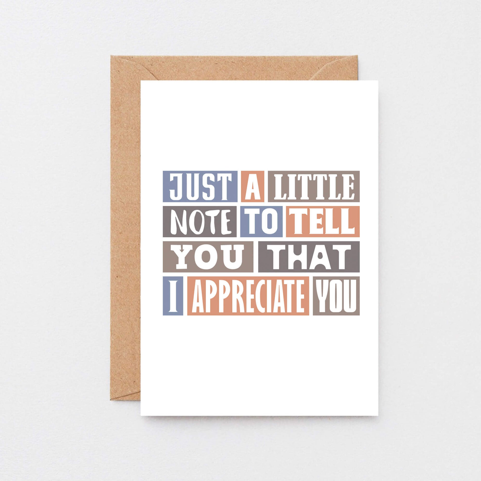 Appreciation Card by SixElevenCreations. Reads Just a little note to tell you that I appreciate you. Product Code SE0234A6