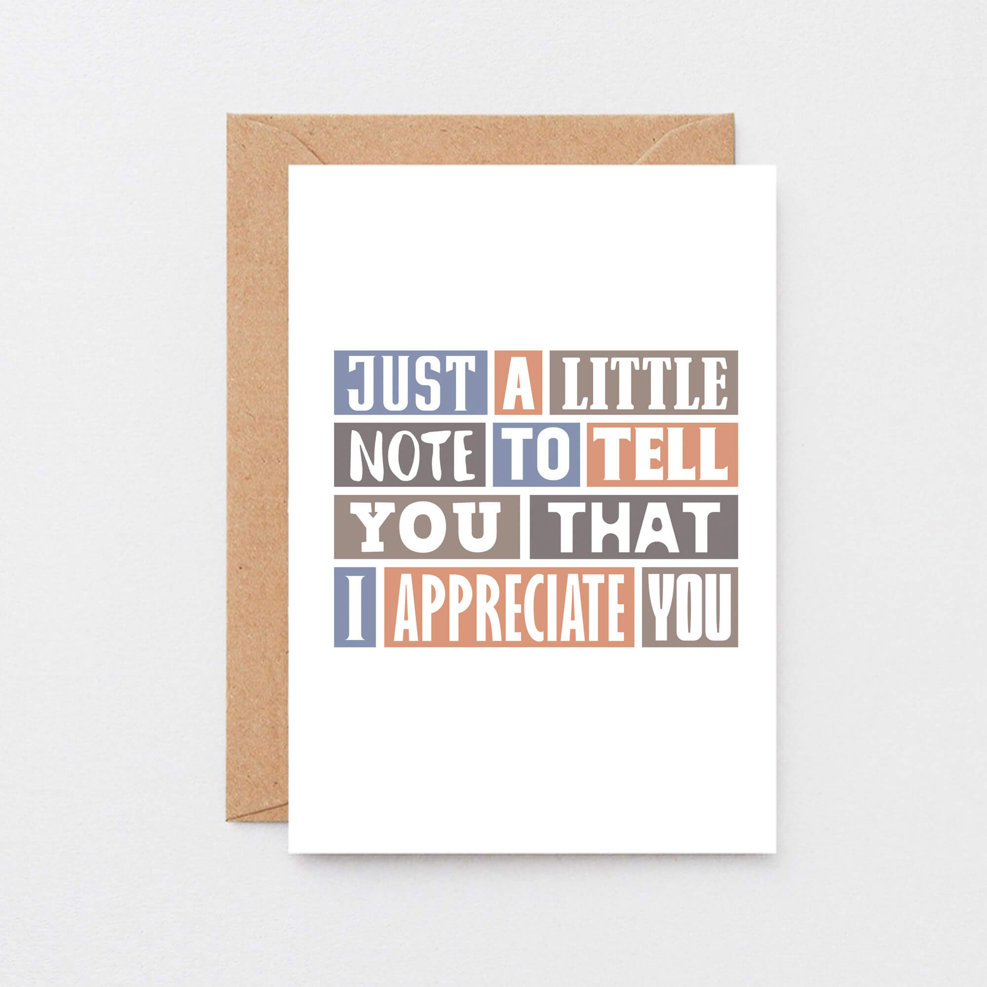 Appreciation Card by SixElevenCreations. Reads Just a little note to tell you that I appreciate you. Product Code SE0234A6