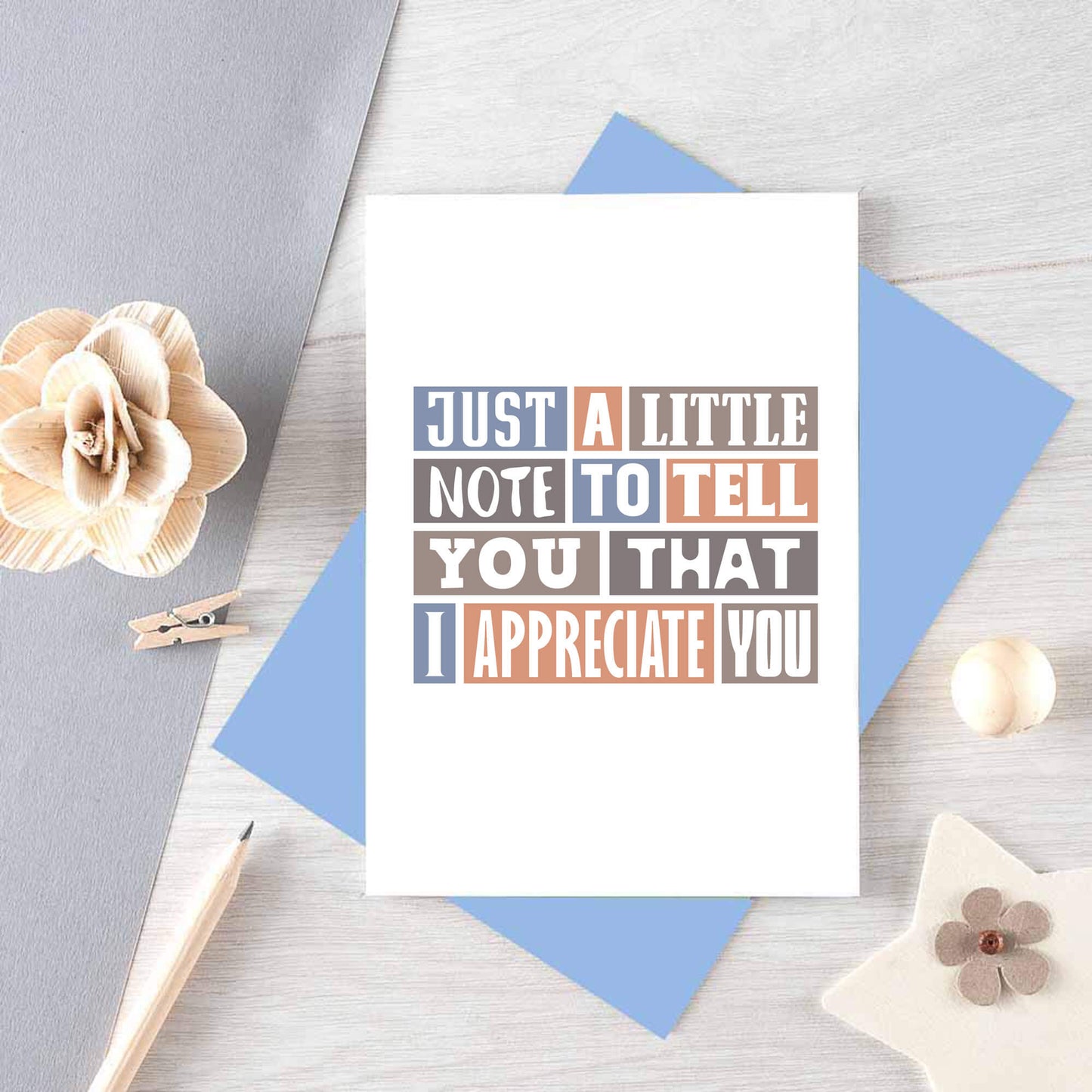 Appreciation Card by SixElevenCreations. Reads Just a little note to tell you that I appreciate you. Product Code SE0234A6
