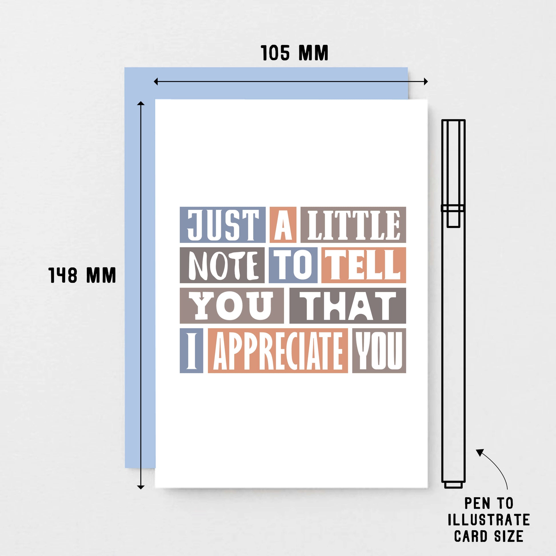 Appreciation Card by SixElevenCreations. Reads Just a little note to tell you that I appreciate you. Product Code SE0234A6