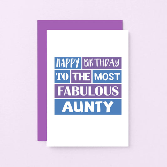 Aunty Birthday Card by SixElevenCreations. Reads by Happy birthday to the most fabulous aunty. Product Code SE0175A6