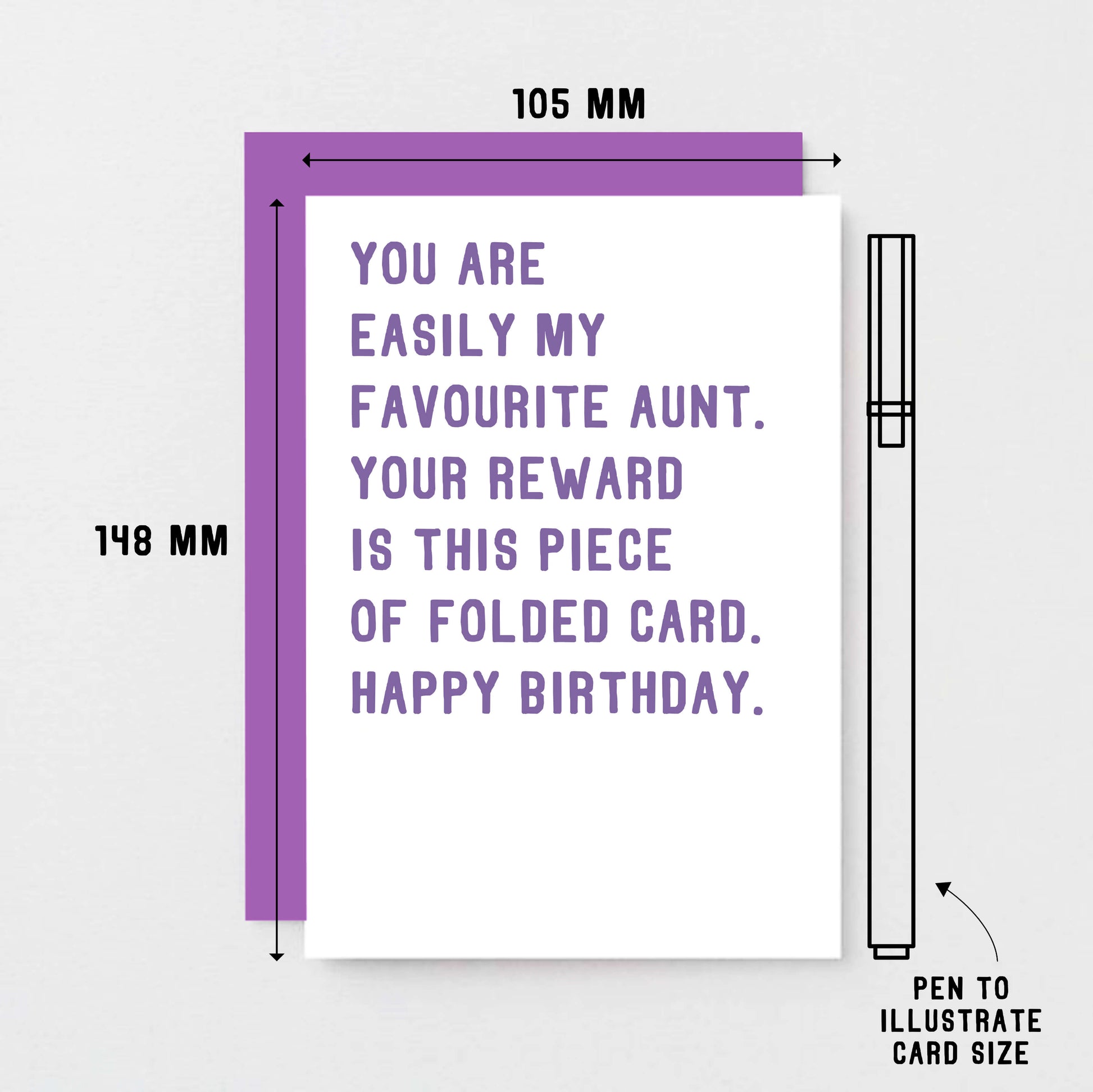 Aunt Birthday Card by SixElevenCreations. Reads You are easily my favourite aunt. Your reward is this piece of folded card. Happy birthday. Product Code SE2018A6