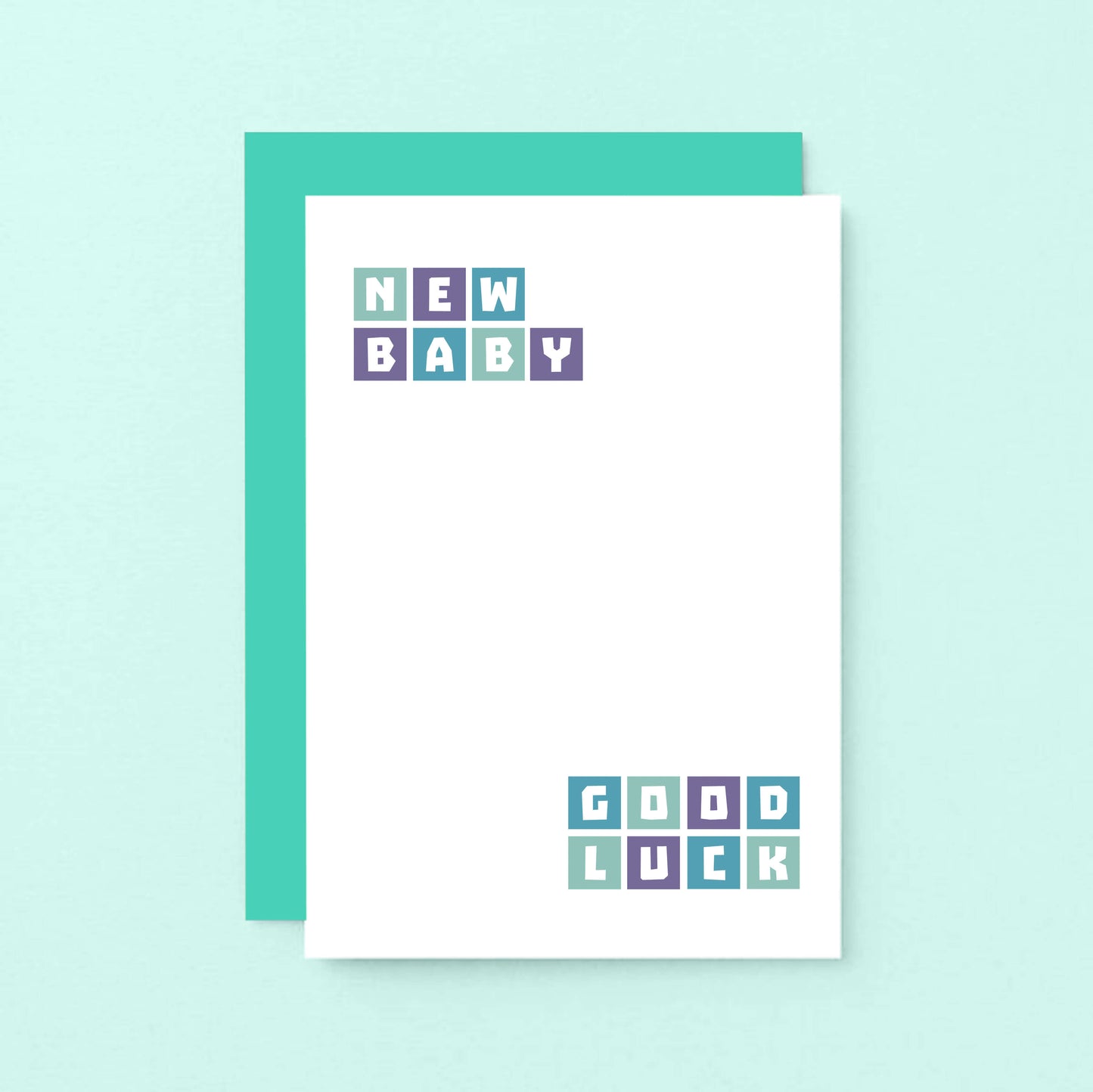 New Baby Card by SixElevenCreations. Reads New baby Good luck. Product Code SE0243A6