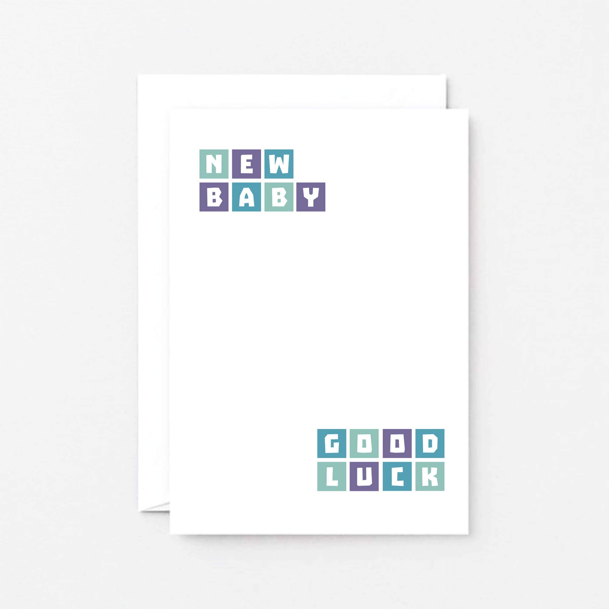 New Baby Card by SixElevenCreations. Reads New baby Good luck. Product Code SE0243A6