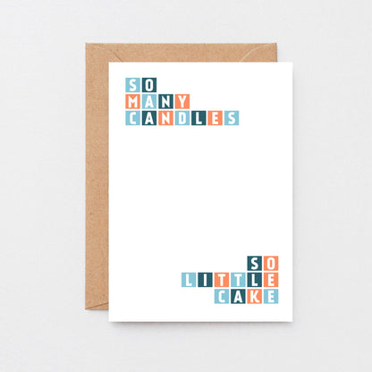 Birthday Card by SixElevenCreations. Reads So many candles So little cake. Product Code SE0290A6