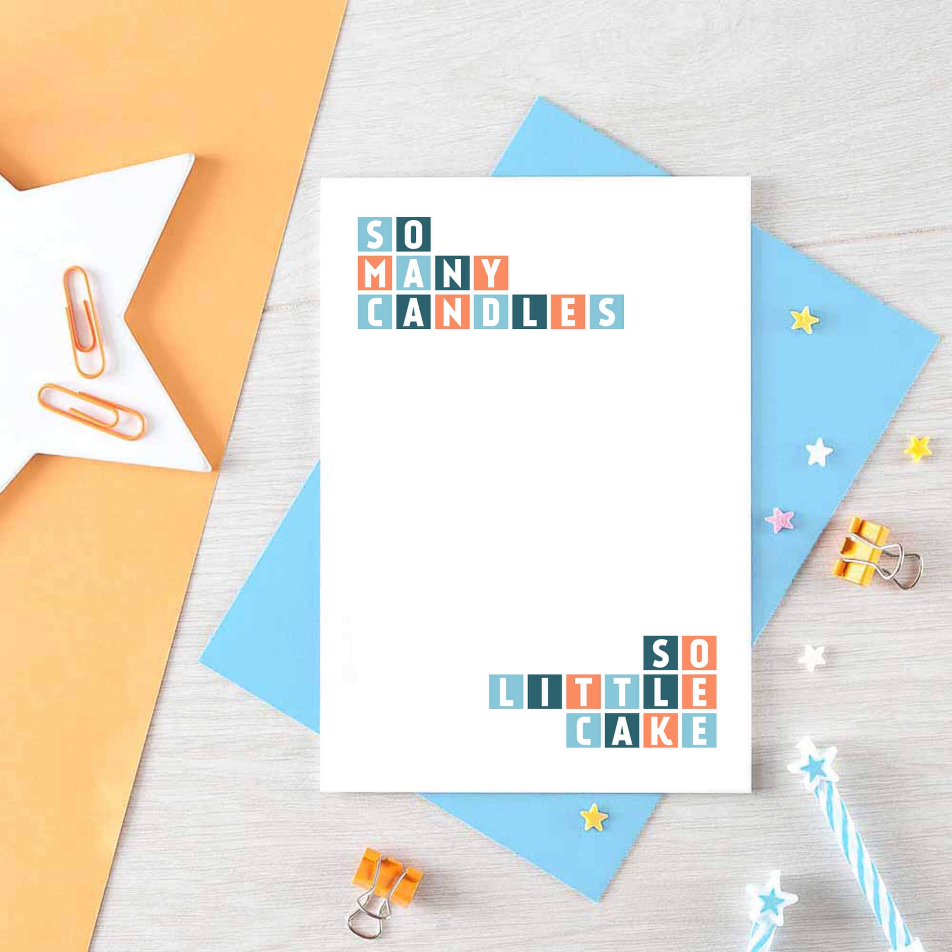 Birthday Card by SixElevenCreations. Reads So many candles So little cake. Product Code SE0290A6