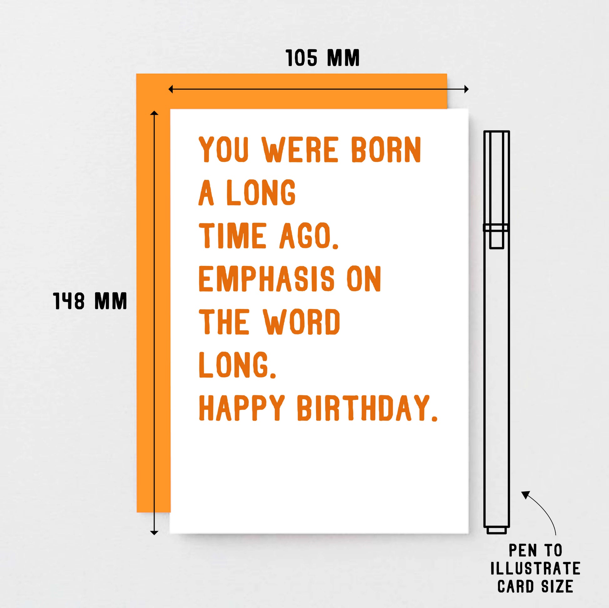 Birthday Card by SixElevenCreations. Reads You were born a long time ago. Emphasis on the word long. Happy birthday. Product Code SE2034A6
