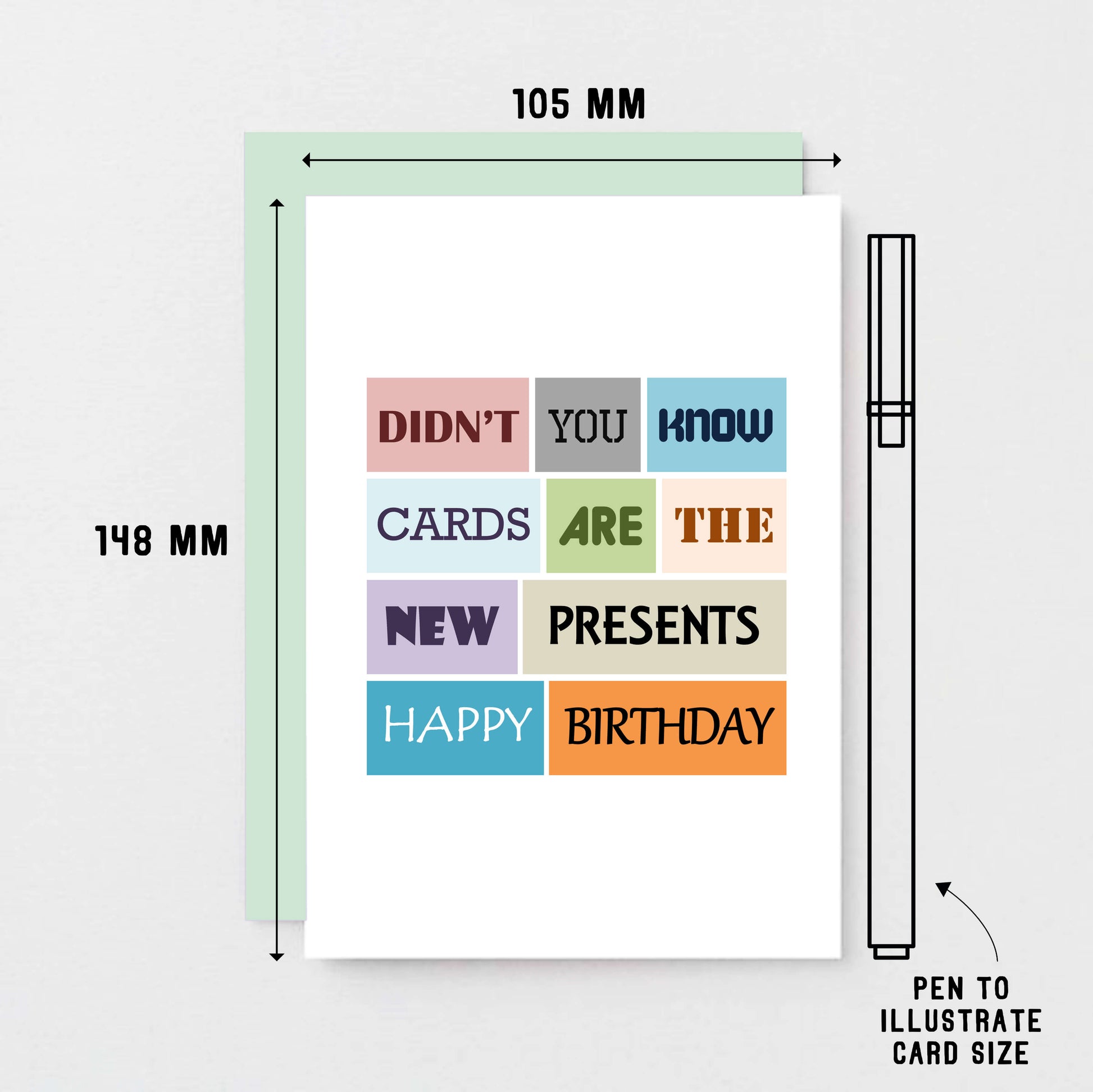 Birthday Card by SixElevenCreations. Reads Didn't you know cards are the new presents. Happy birthday. Product Code SE0023A6