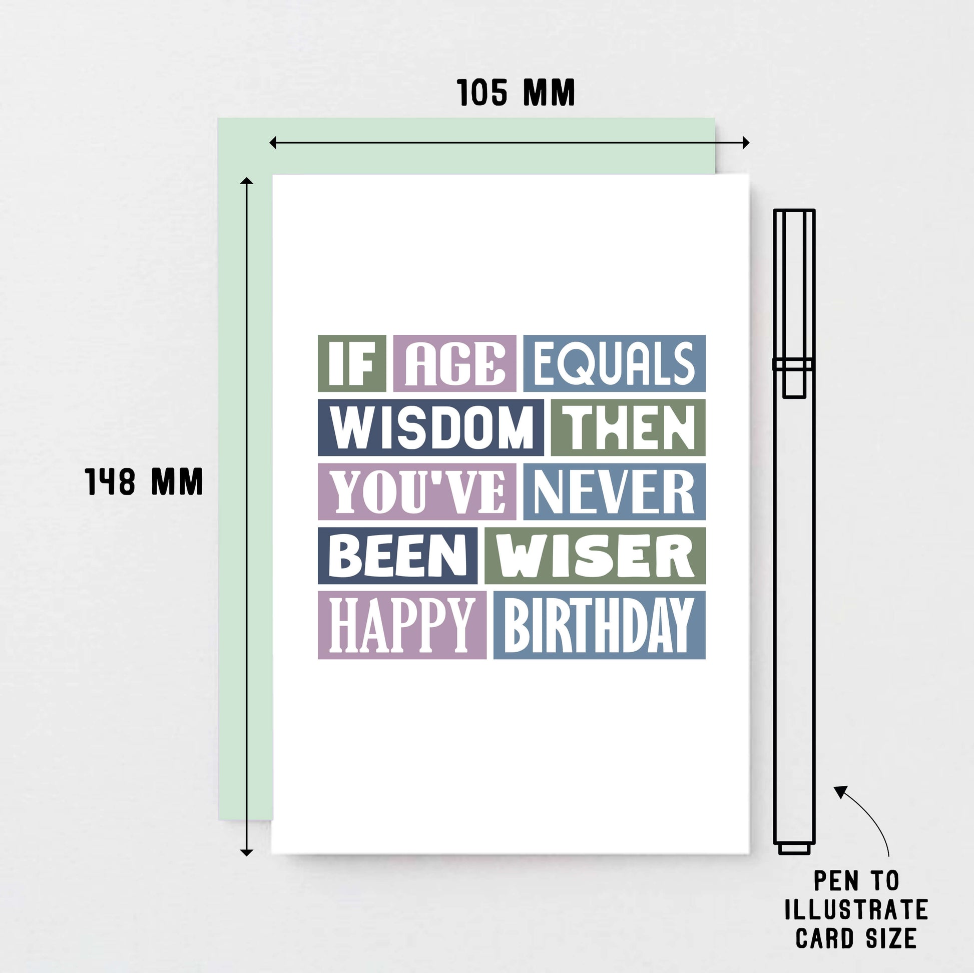 Birthday Card by SixElevenCreations. Reads If age equals wisdom then you've never been wiser. Happy birthday. Product Code SE0025A6
