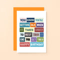 Funny Birthday Card by SixElevenCreations. Reads You know you're getting old when it takes longer to rest than it did to get tired. Happy birthday. Product Code SE0044A6