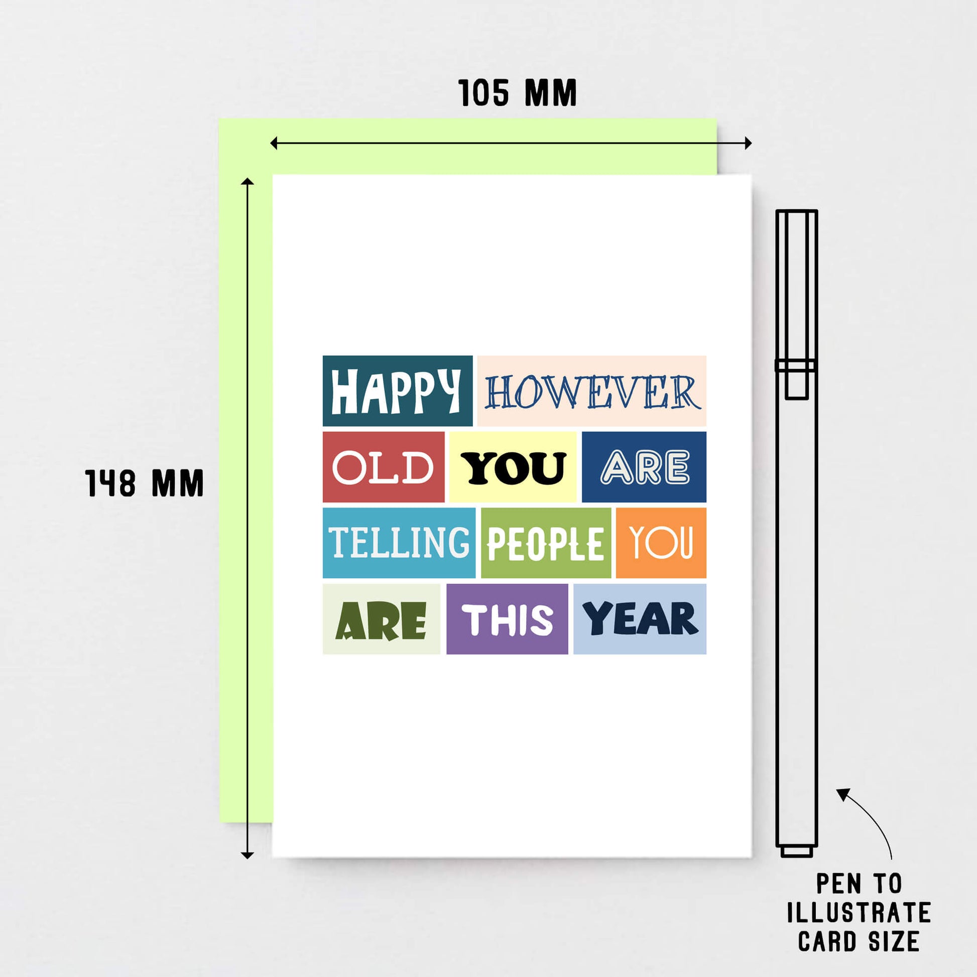 Birthday Card by SixElevenCreations. Reads Happy however old you are telling people you are this year. Product Code SE0112A6