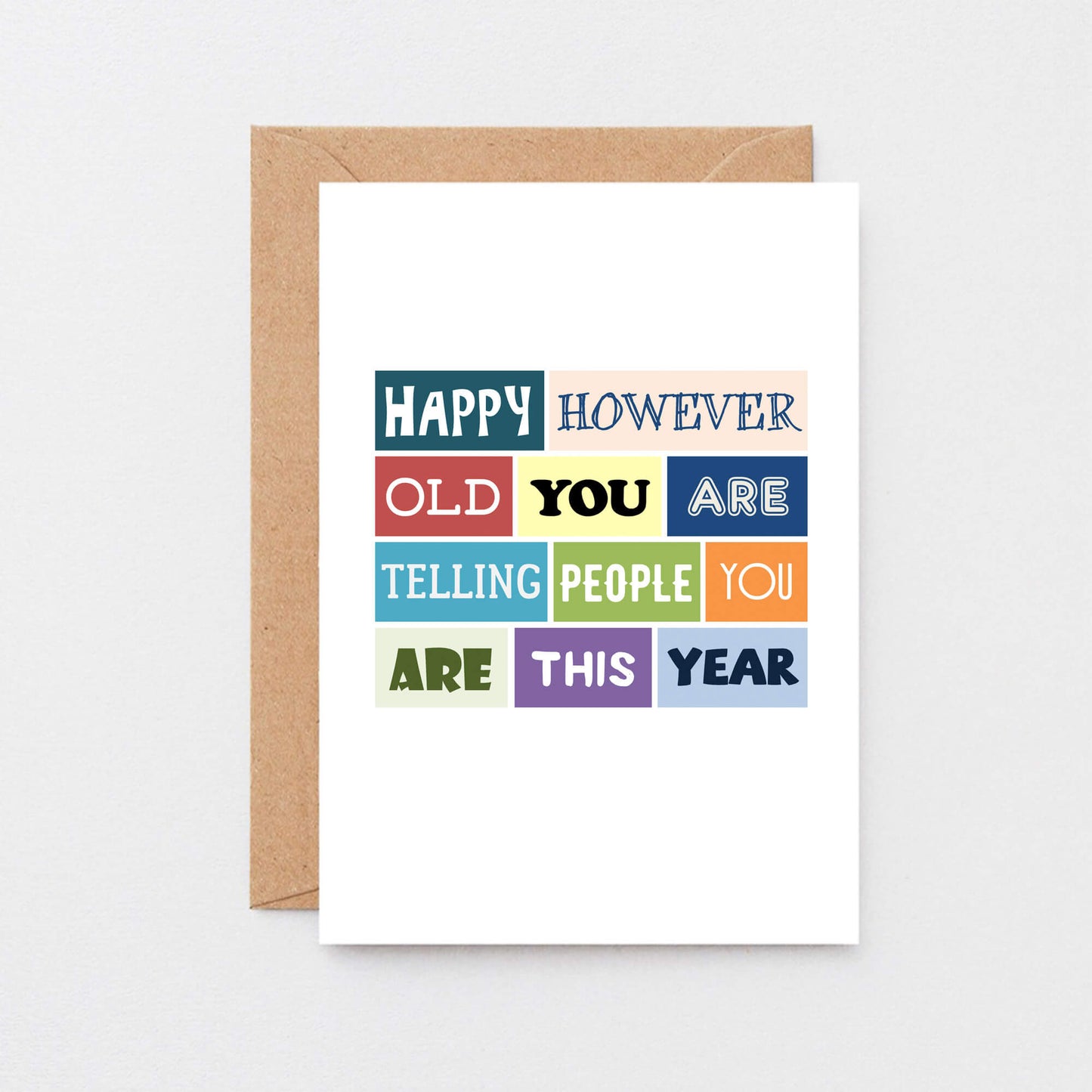 Birthday Card by SixElevenCreations. Reads Happy however old you are telling people you are this year. Product Code SE0112A6