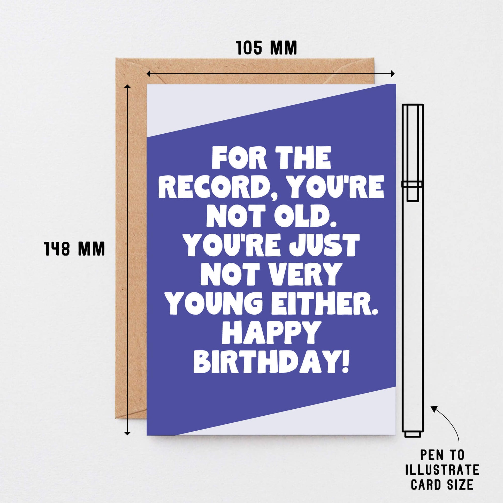 Birthday Card by SixElevenCreations. Reads For the record, you're not old. You're just not very young either. Happy birthday! Product Code SE3073A6