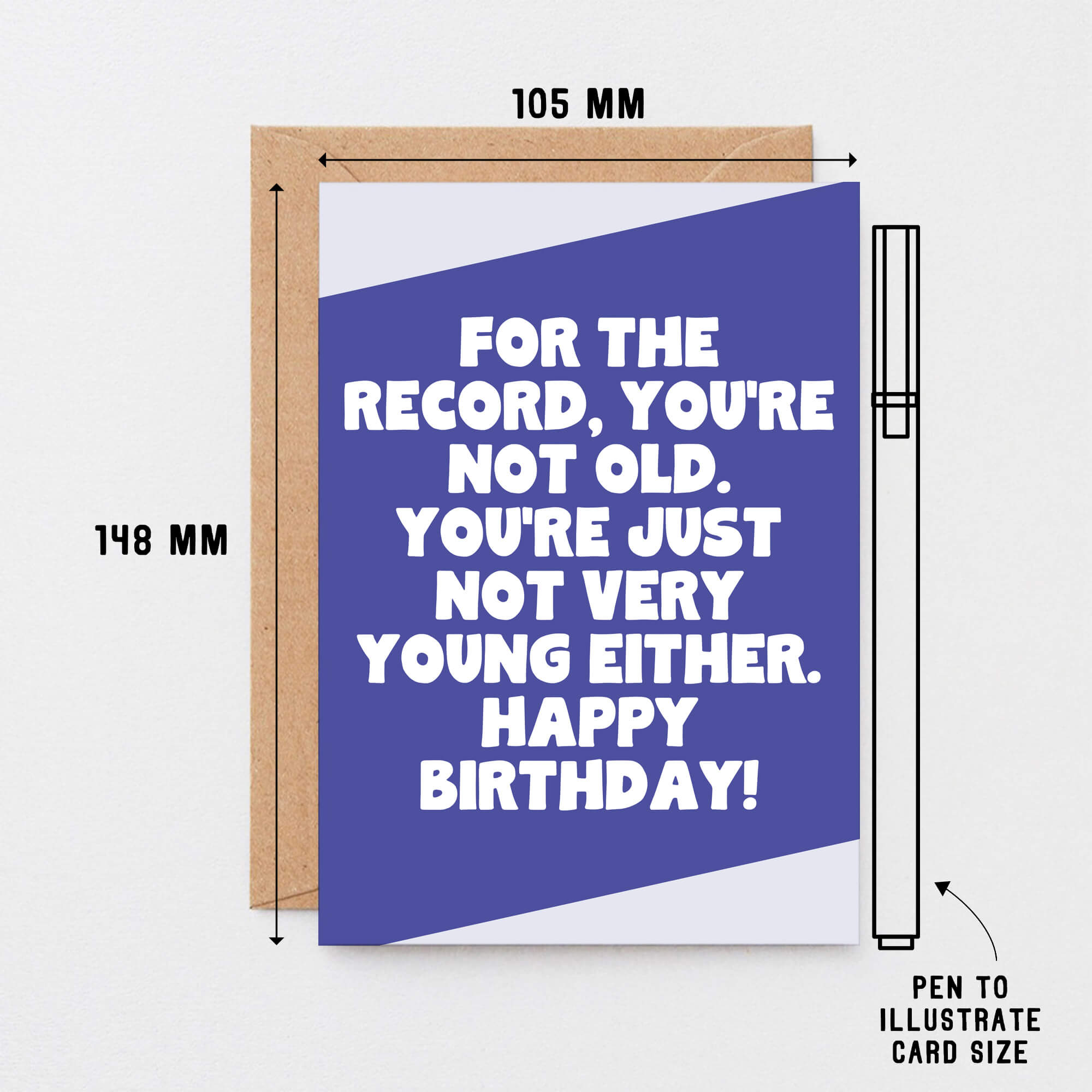 Birthday Card by SixElevenCreations. Reads For the record, you're not old. You're just not very young either. Happy birthday! Product Code SE3073A6