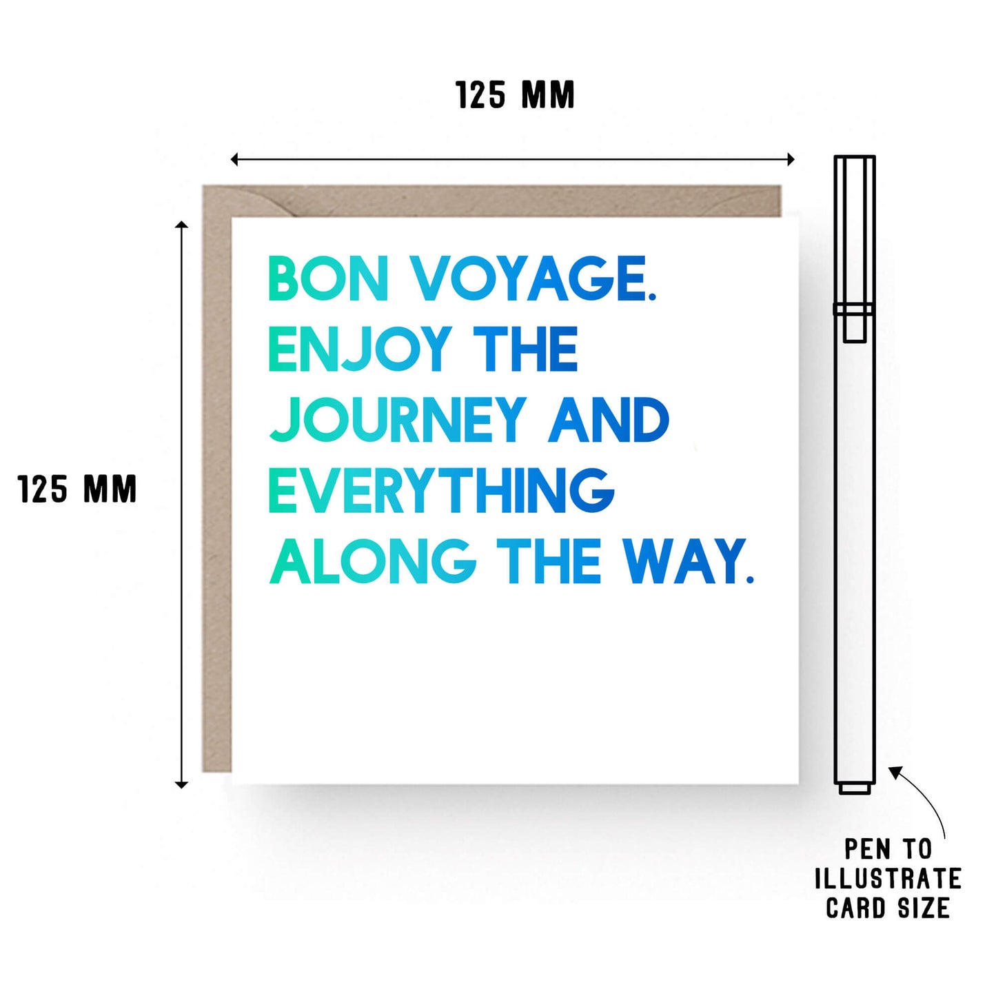 Bon Voyage Card by SixElevenCreations. Reads Bon Voyage. Enjoy the journey and everything along the way. Product Code SE0014SQ