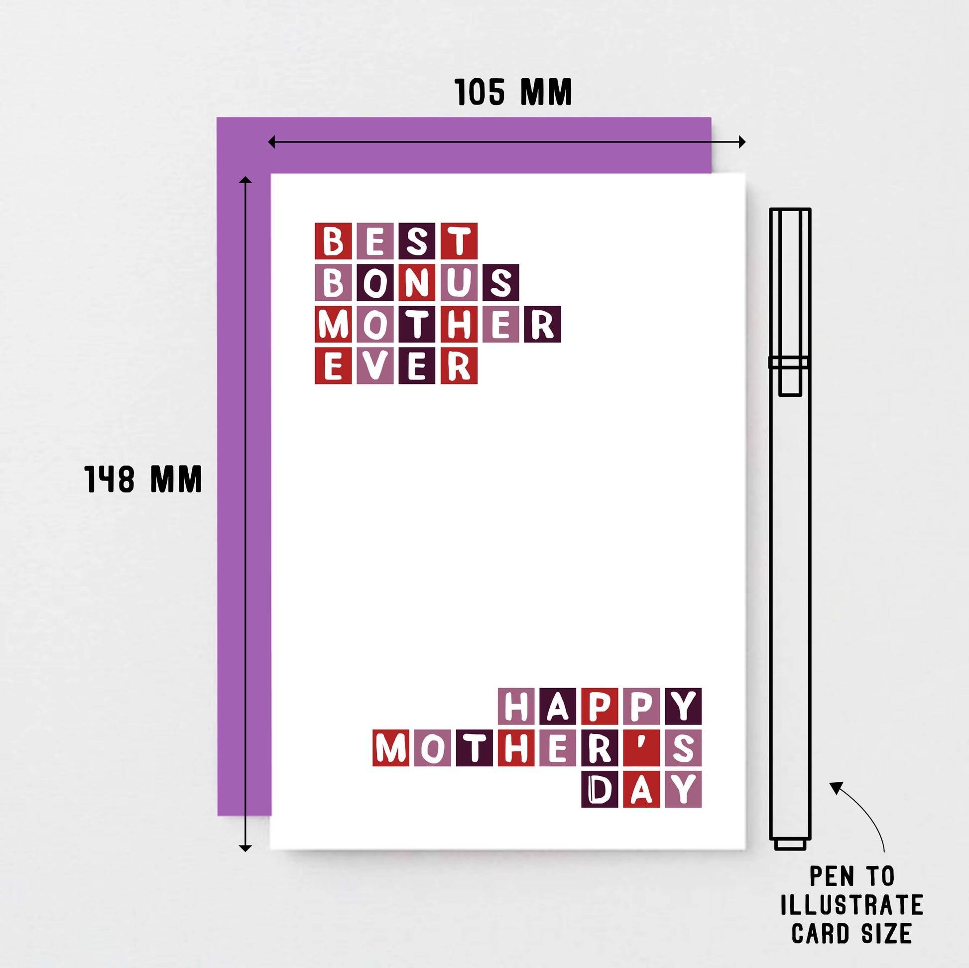 Mother's Day Card by SixElevenCreations. Reads Best Bonust Mother Ever. Happy Mother's Day. Product Code SEM00012A6