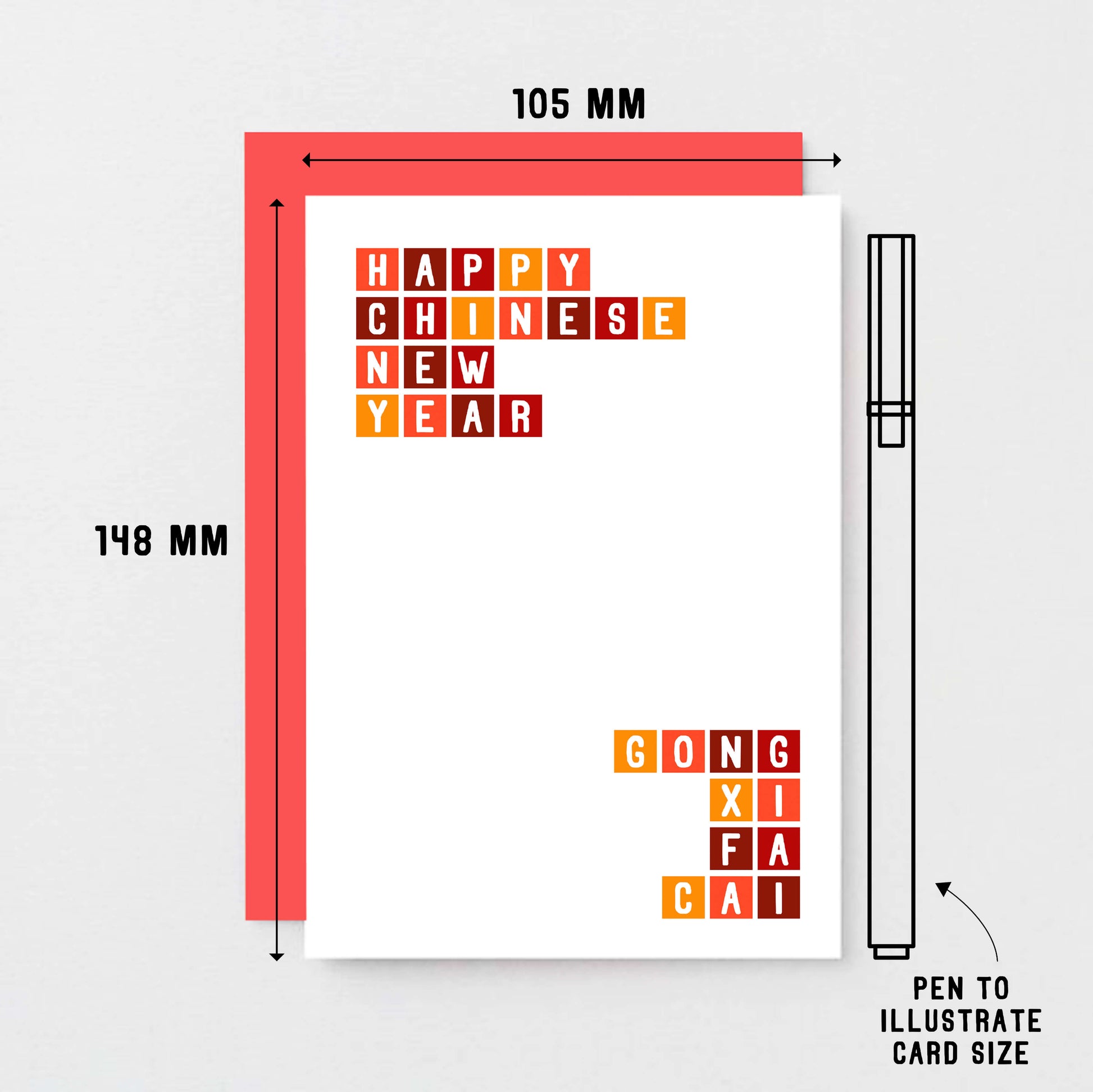 Chinese New Year Card by SixElevenCreations. Reads Happy Chinese New Year Gong Xi Fa Cai. Product Code SEH0001A6