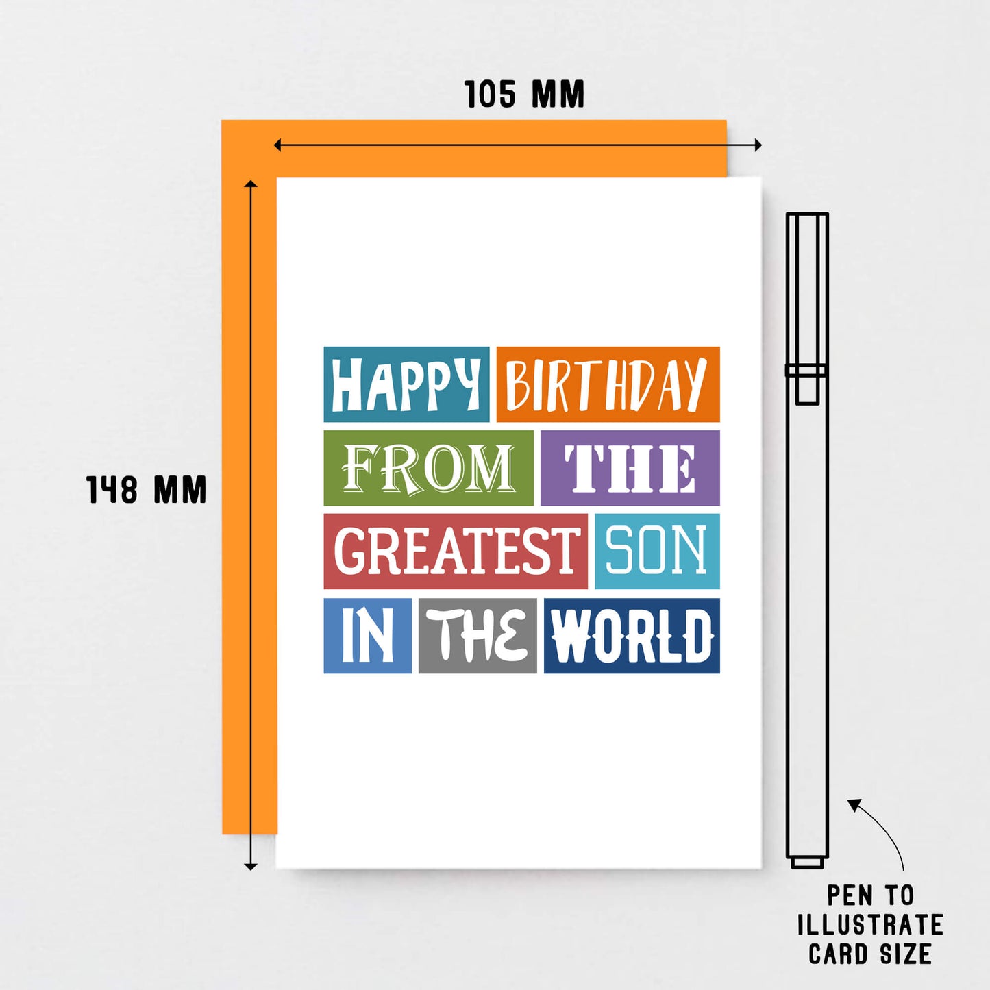 Birthday Card by SixElevenCreations. Reads Happy birthday from the greatest son in the world. Product Code SE0158A6
