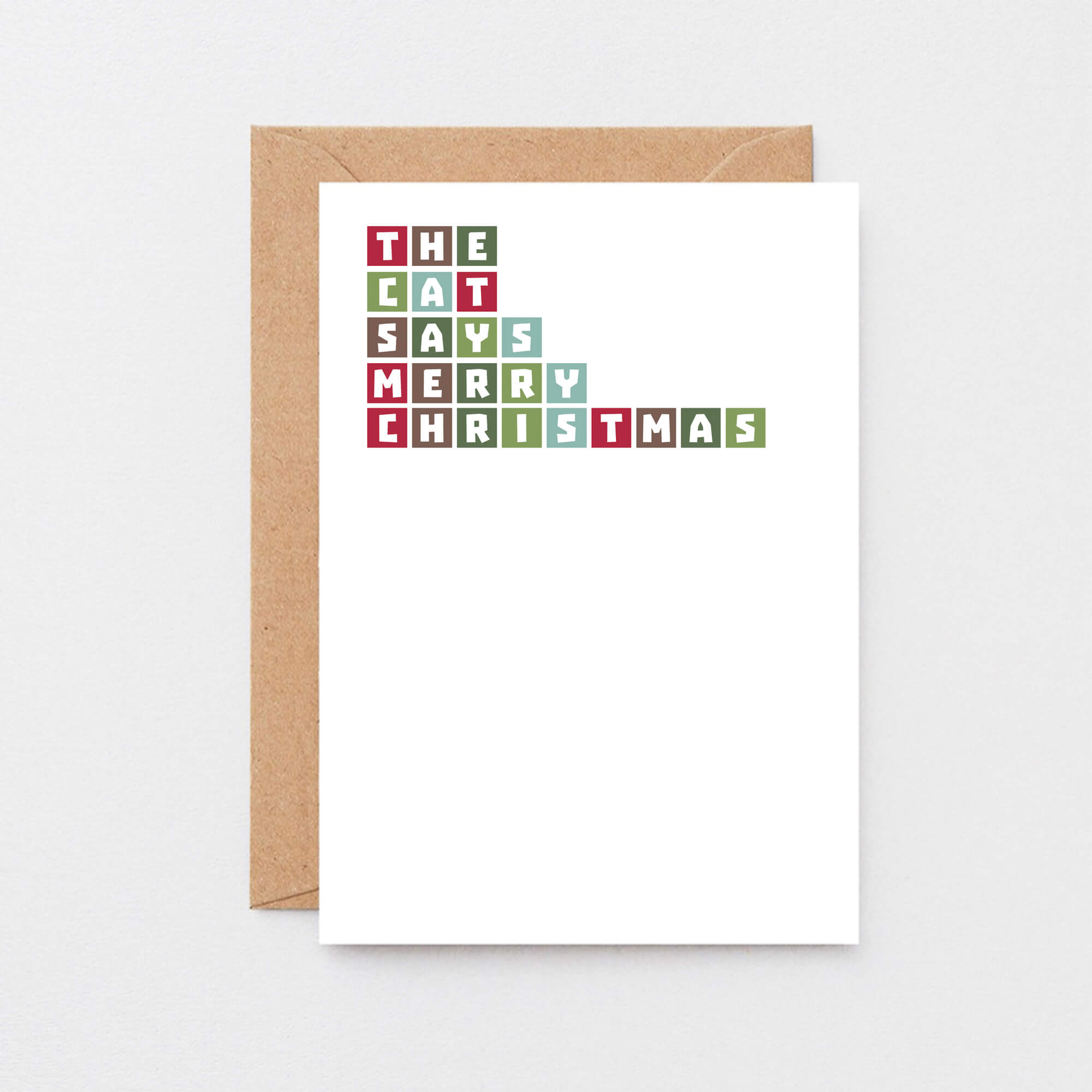Christmas Card by SixElevenCreations. Reads The cat says Merry Christmas. Product Code SEC0032A6