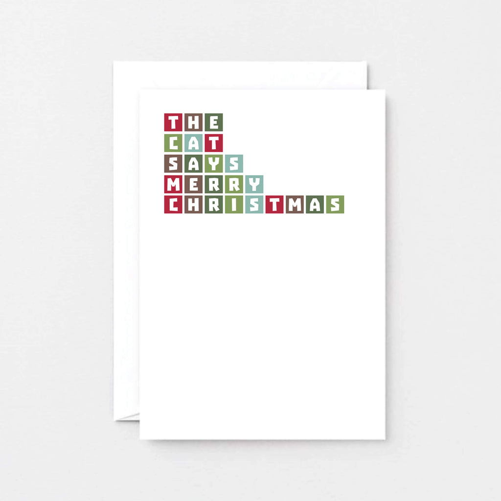 Christmas Card by SixElevenCreations. Reads The cat says Merry Christmas. Product Code SEC0032A6