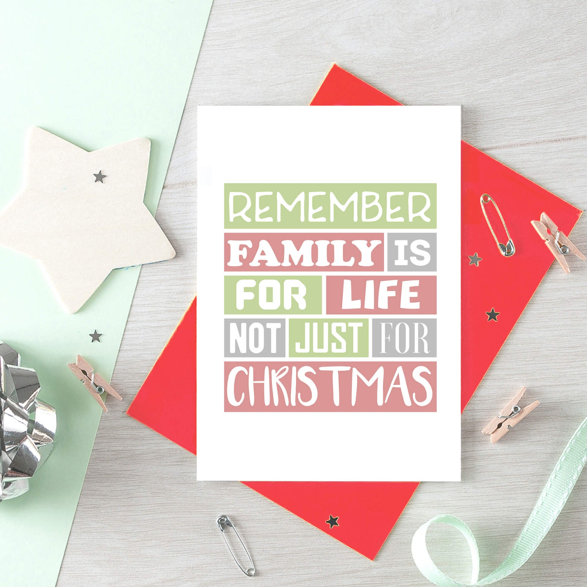 Christmas Card by SixElevenCreations. Reads Remember family is for life not just for Christmas. Product Code SEC0015A6